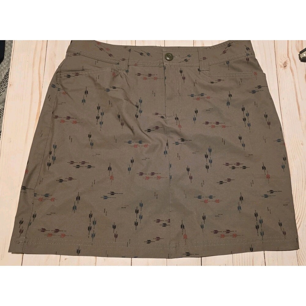 Eddie Bauer Skort Womens 4 Small Olive Arrow Print Pickleball Golf Preppy EUC